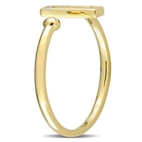 Диамантен акцент 10кт жълто злато първоначален Б отворен пръстен